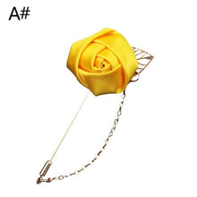 Load image into Gallery viewer, Mens Suit Shirt Pin Boutique Rose Golden Leaf Chain Brooch Pin