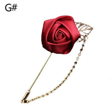 Load image into Gallery viewer, Mens Suit Shirt Pin Boutique Rose Golden Leaf Chain Brooch Pin